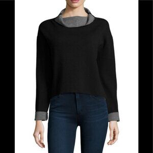 Milly Black Grey‎ Mock Neck Sweater
